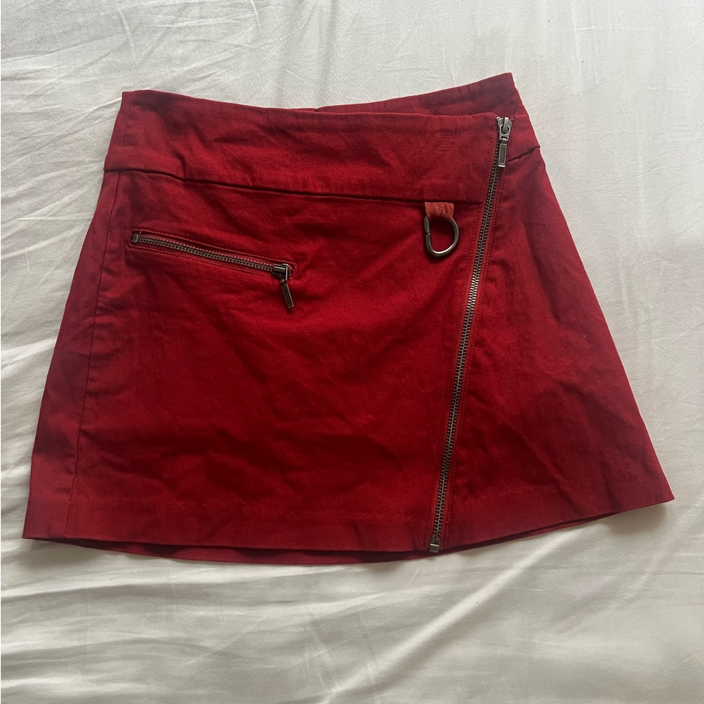 Urban Outfitters red wrap zip skirt w pocket- worn once- perfect condition